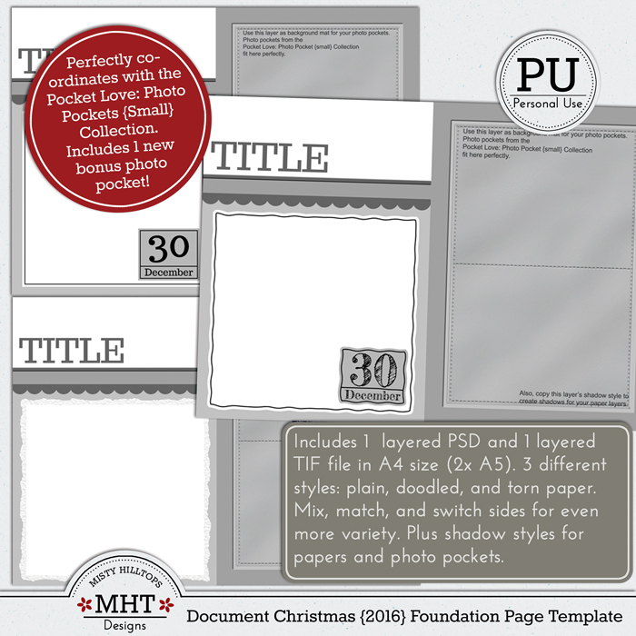 freebie, template, december daily, document christmas, misty hilltops designs