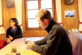 Warming up in the cabin