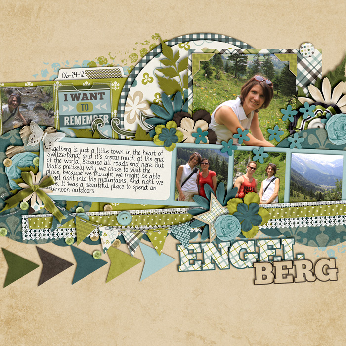 scrapbook layout, outdoors, hike, misty hilltops designs