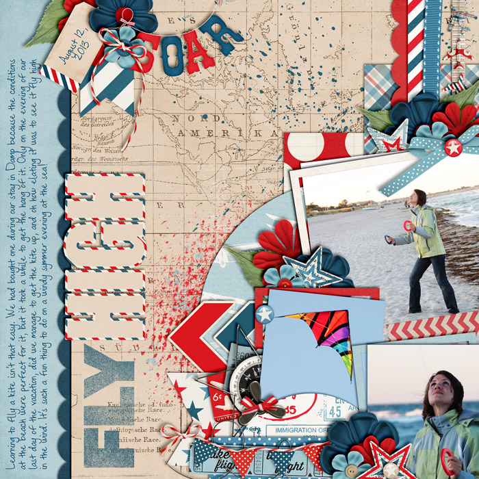 scrapbook layout, play, kite