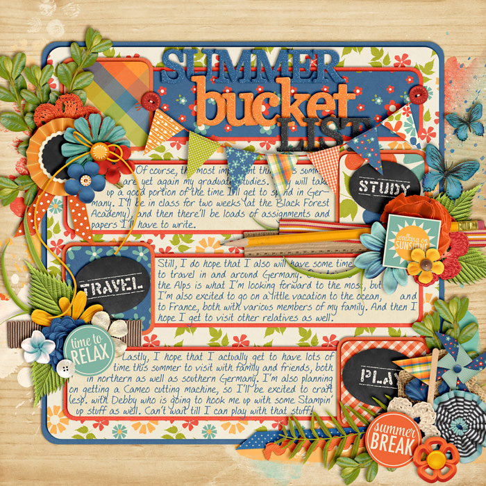 scrapbook layout, summer