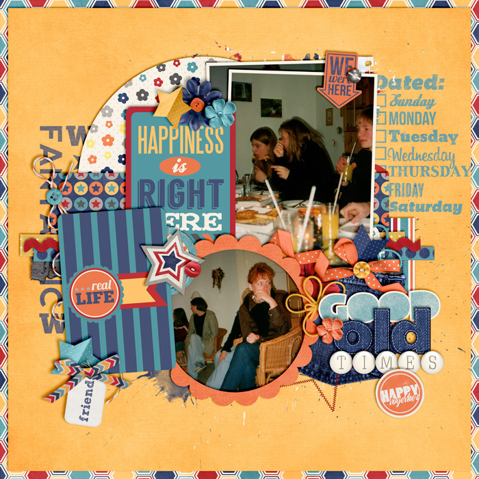 scrapbook layout, friends, party