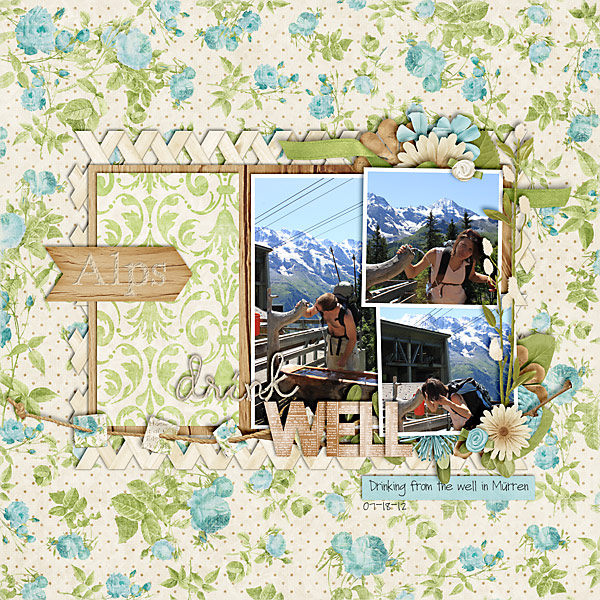 scrapbook layout, outdoor, hike, alps