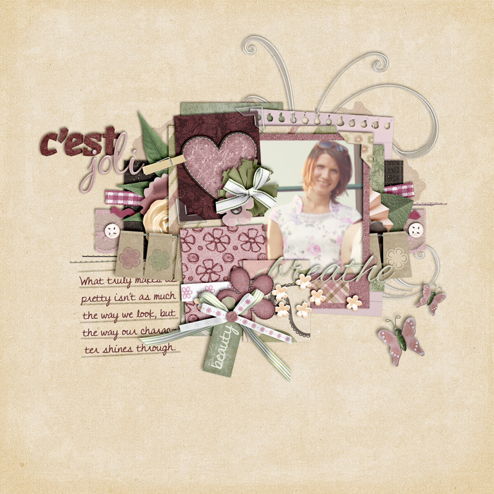 scrapbook layout, misty hilltops designs