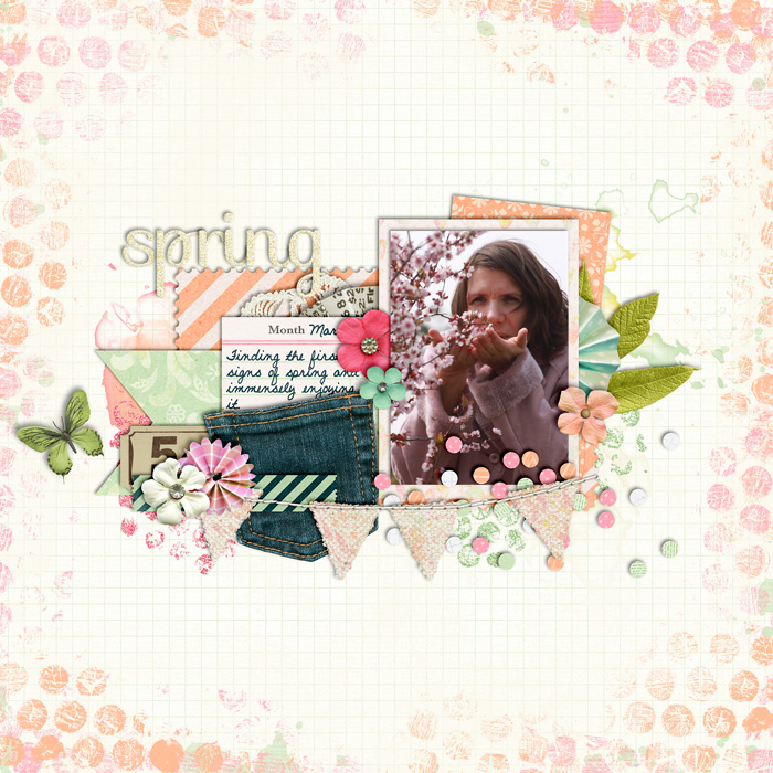 scrapbook layout, spring