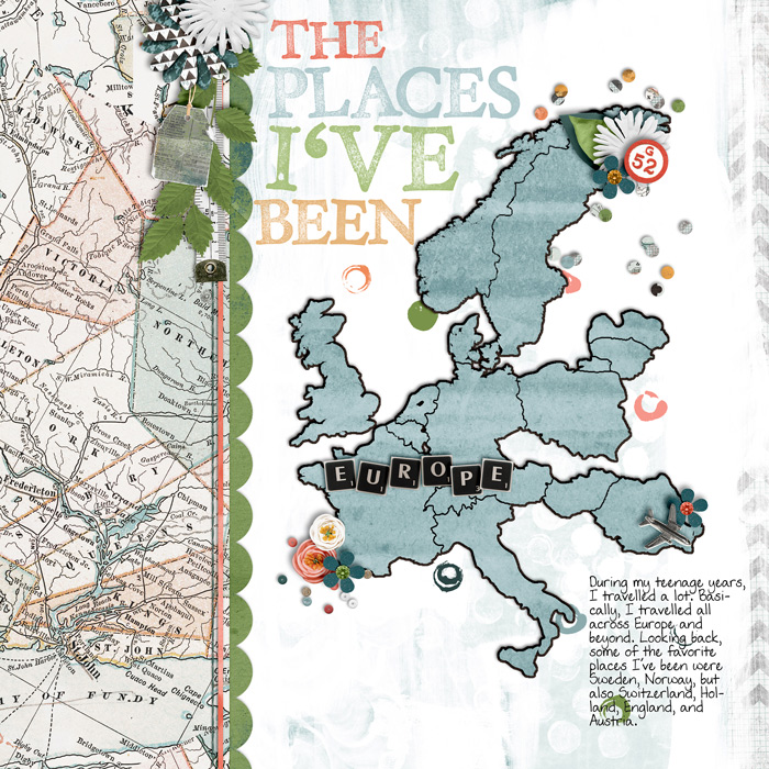 scrapbook layout, travel