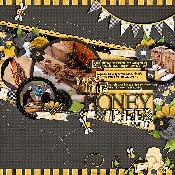 scrapbook layout, bee, nature