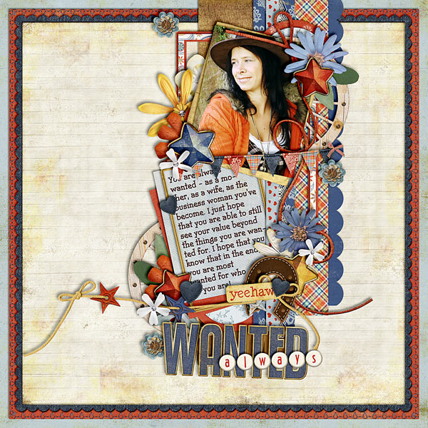 scrapbook layout, cowgirl, western