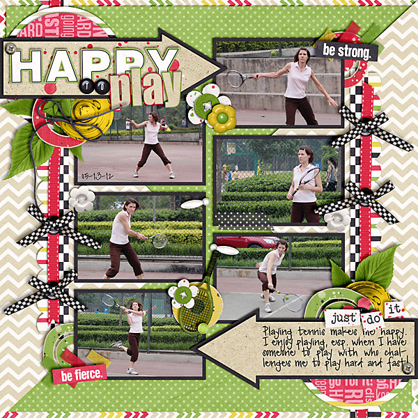 scrapbook layout, sport, tennis