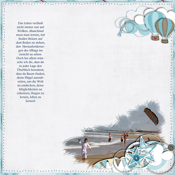 scrapbook layout, beach, kite