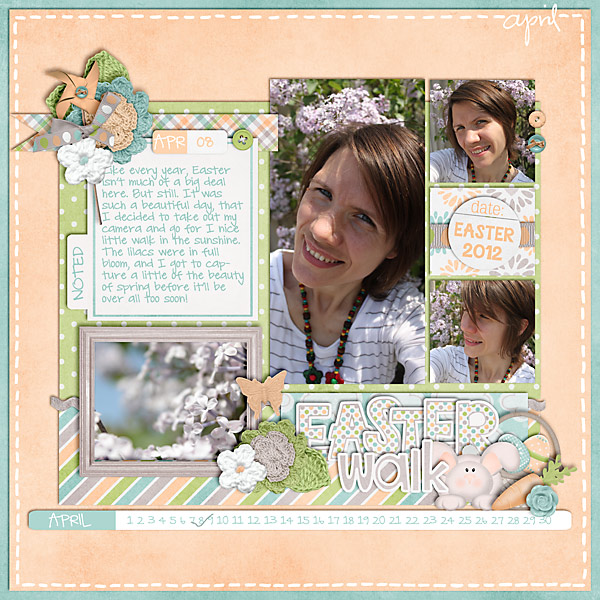 scrapbook layout, easter, spring