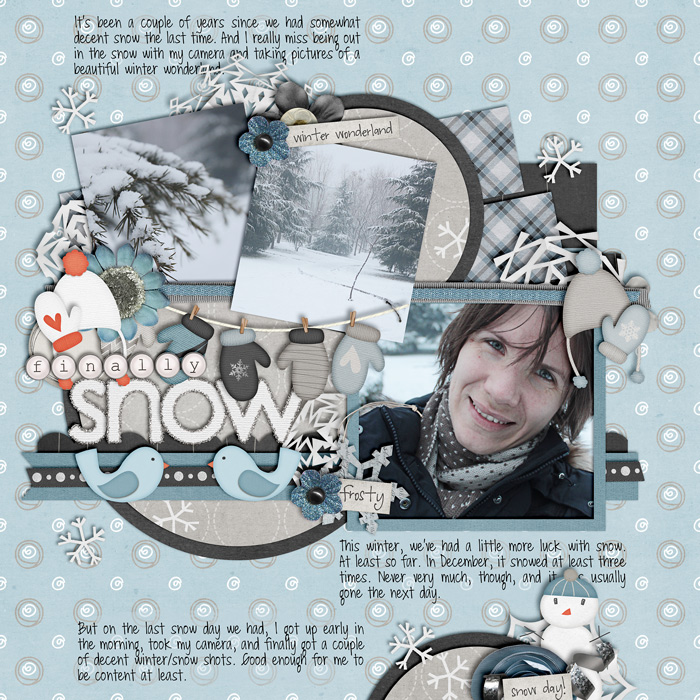 scrapbook layout, winter, snow