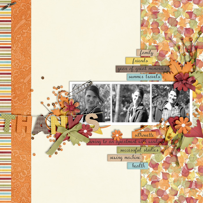 scrapbook layout, autumn, thanksgiving