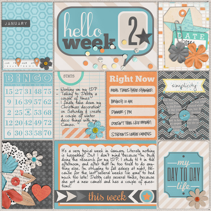 scrapbook layout, project life