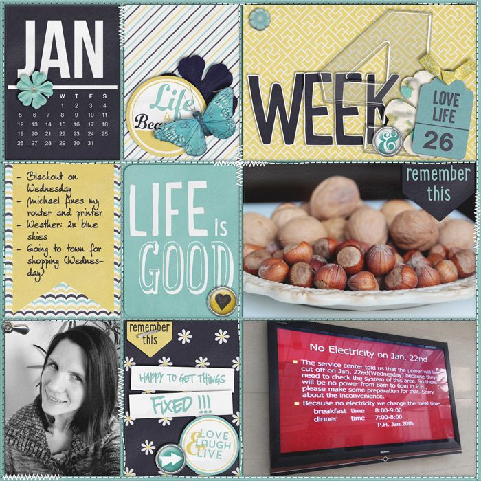 scrapbook layout, project life