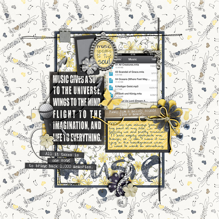 scrapbook layout, music