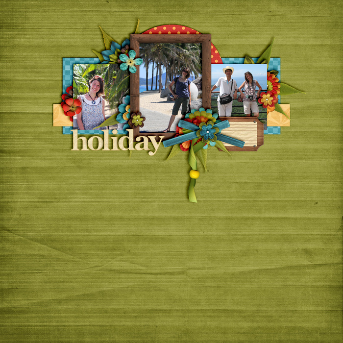 scrapbook layout, summer, vacation, travel, tropical