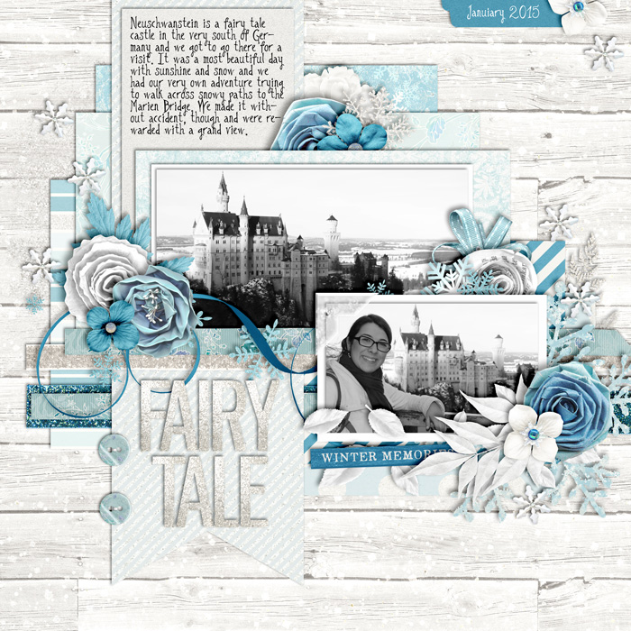 digital scrapbooking layout, winter, travel, neu schwanstein