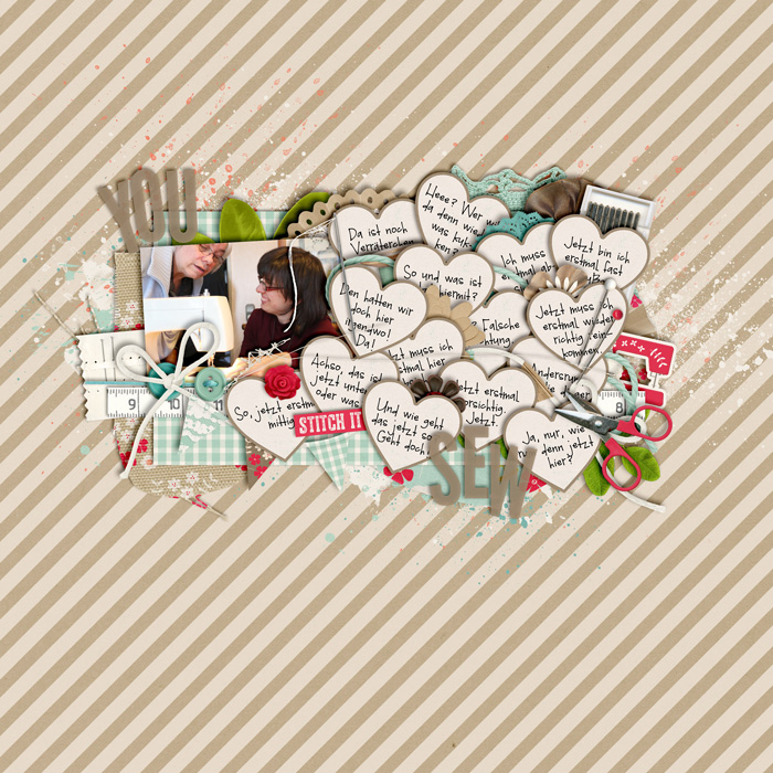 digital scrapbooking layout, crafting, hobby, sewing