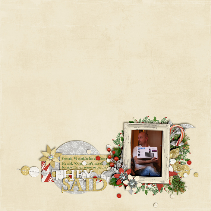 digital scrapbooking layout, christmas, conversation