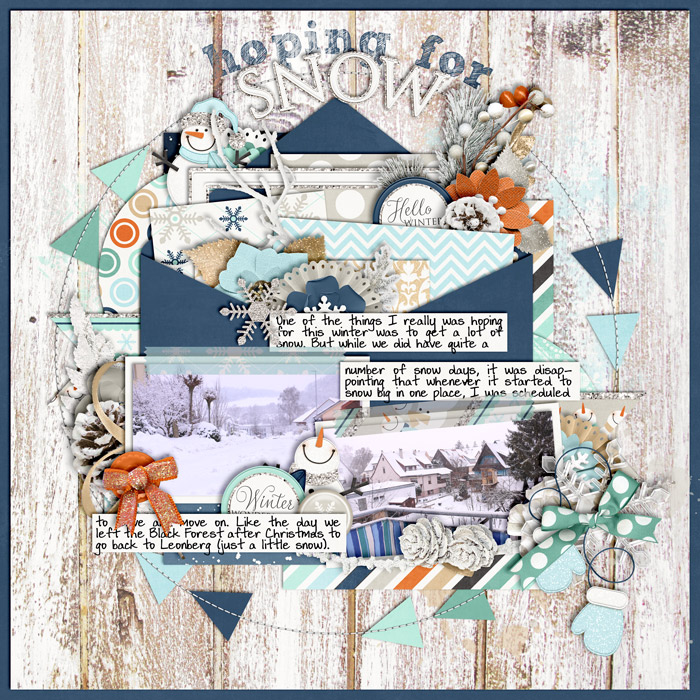 digital scrapbooking layout, winter, snow