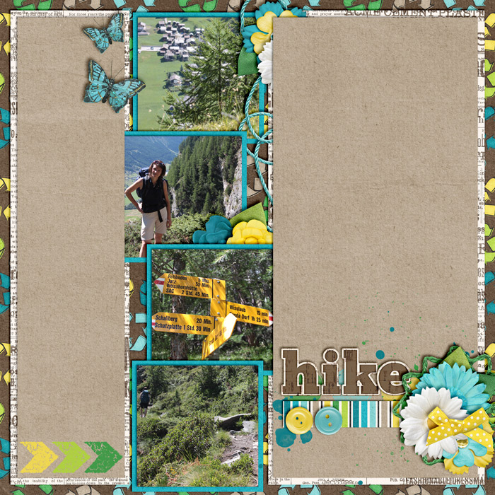 digital scrapbooking layout, outdoor, hike