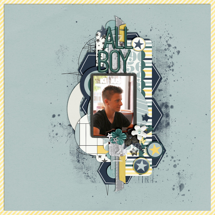 digital scrapbooking layout, boy