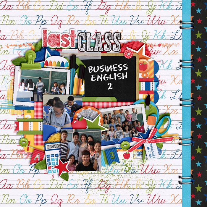 digital scrapbooking layout, school