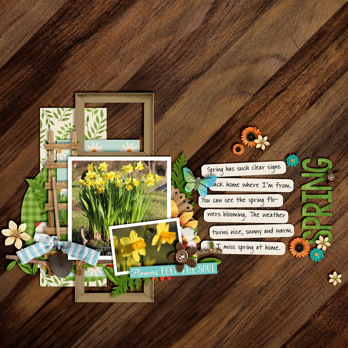 digital scrapbooking layout, spring, nature