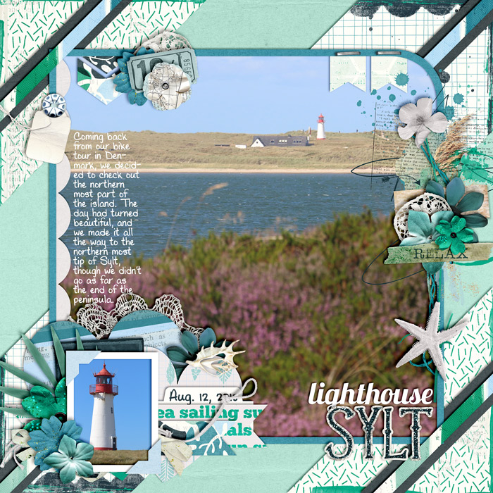 digital scrapbook layout, sylt, lighhouse, beach