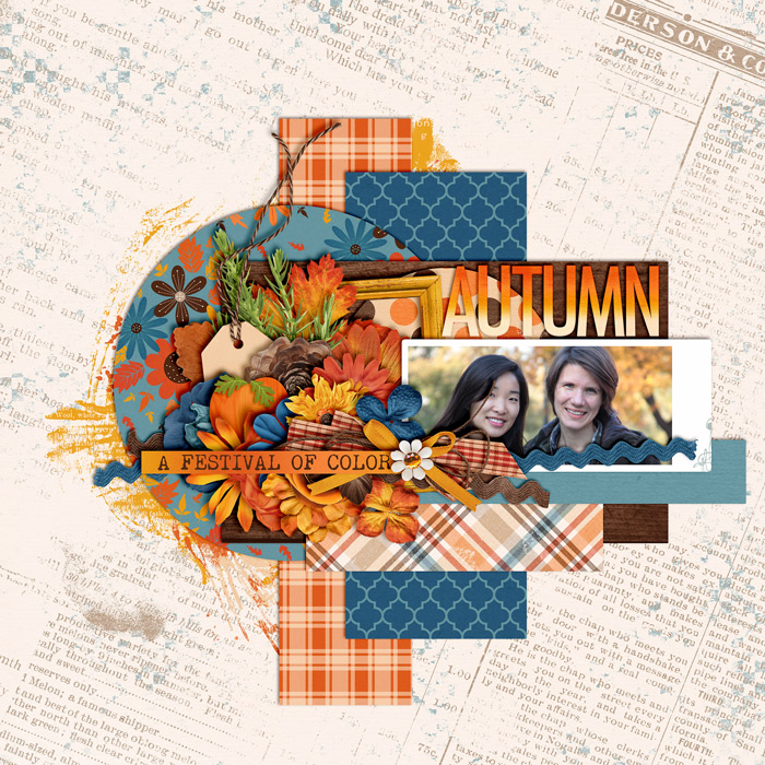 digital scrapbooking layout, autumn