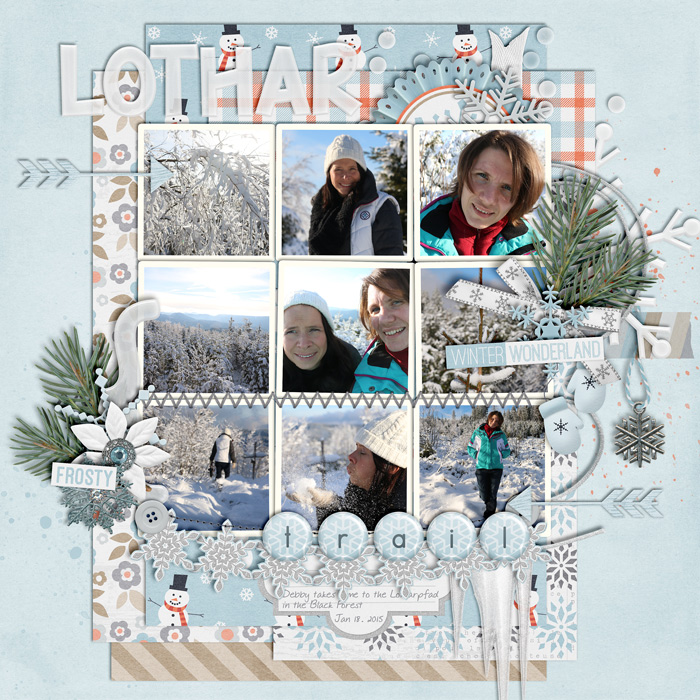 digital scrapbook layout, winter, photo album